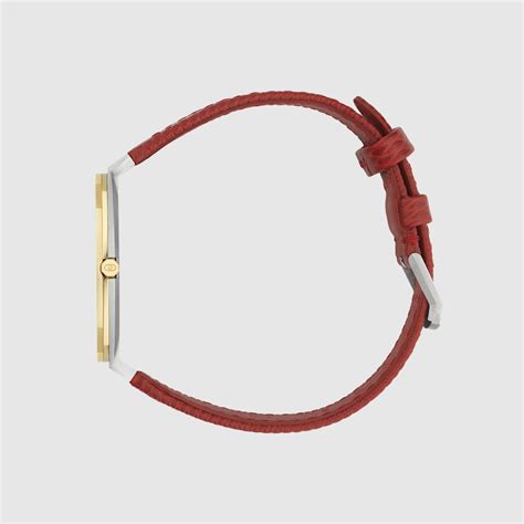 gucci dix 30|GUCCI 25H watch, 34mm in red leather .